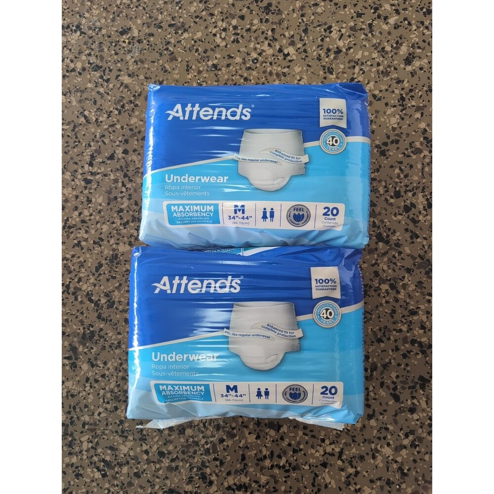 Attends Advanced Incontinence Briefs Adult MEDIUM Heavy Duty Tab 40ct (20/ea)